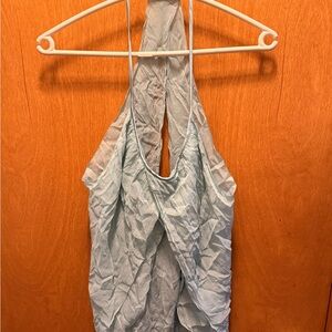 Club Monaco Light Blue Crinkle Halter Tank Top